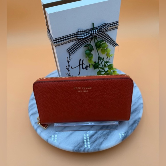NWT Kate Spade Long Continental Zip Around Leather Wallet Taylor Autumn Oak - Picture 13 of 13